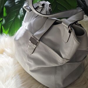 Tignanello Light Gray Leather Shoulder Bag